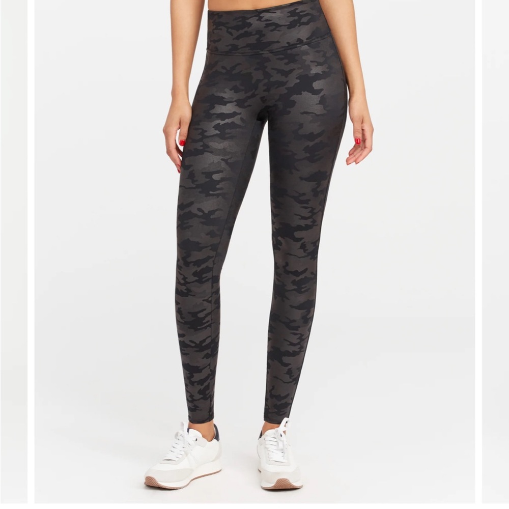 Spanx Faux Leather Camo Leggings